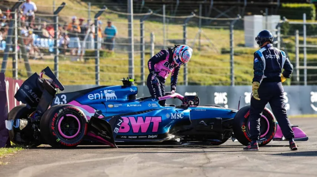 Franco Colapinto sufrió un accidente en la FP2 del GP de Hungría y terminó último